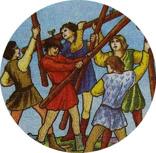 LVIII 权杖五(Five of Wands)