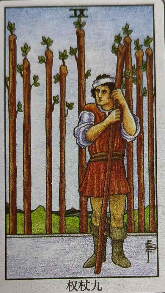 LXII 权杖九（Nine of Wands）