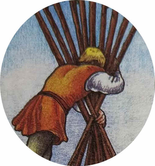 LXIII 权杖十（Ten of Wands）